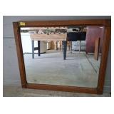 Wood-Framed Wall Mirror with Carved Details