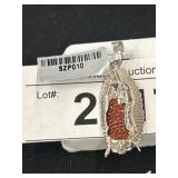 Sterling Silver Pendant with Red Gem Accents