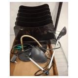 Desk Lamps and Black File Organizers