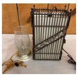Wire Cage Table Lamp With Glass Shade