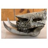 Fossilized faux Boar Skull with Prominent Tusks