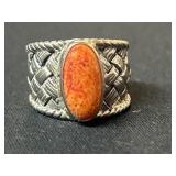 Sterling Silver Ring with Basketweave Design