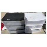 Two Sets of 3-Drawer Plastic Storage Units with Cu