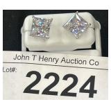 Sterling Silver Square-Cut Stud Earrings