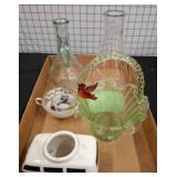 Decorative Items Including Glass Basket