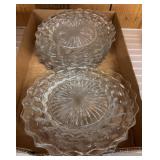 Two Clear Pressed Glass plates