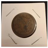 Early Copper Large Cent Coin in Protective Sleeve