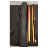 Two Pool Cues with Carrying Case