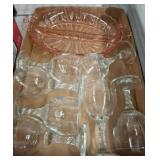 Glassware Set with Pink Divided Plate