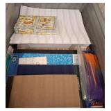 Bin of Assorted Paper and Workbooks