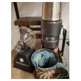 THERMOS, LAMP, FOOT STOOL