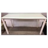 Rectangular Glass Top Table with White Metal Frame