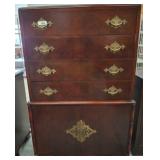 Mahogany Highboy Chest with Brass Hardware