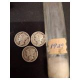 1929 Mercury Dimes with Glass Tube