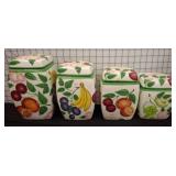 Four Ceramic Canisters with Fruit Motif by Andrea