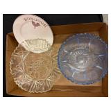 Pressed Glass Bowls and Ceramic Plate Lot