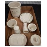 Longaberger Pottery Kitchen Items with Blue Floral