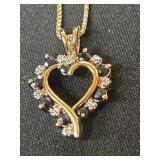 Gold-Tone Heart Pendant Necklace with Black and Cl