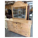 Walter of Wabash Natural Wood Dresser with Mirror