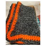 Handmade Black and Orange Crochet Blanket