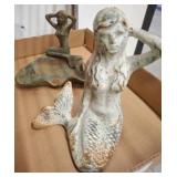 Cast Iron Mermaid Sculptures, Lot of Two