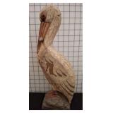 Painted Wood Pelican Figurine