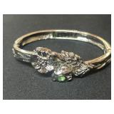 Pewter Lenox Bracelet with Floral Motif and Green