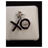 Sterling Silver XO Pendant with Clear Stone