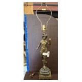 ANTIQUE BRONZE ARRT NOUVEAU LADY LAMP 31 INCH