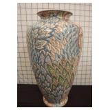 Painted Ceramic Vase with Leaf Motif Made in China