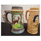 Ceramic Beer Steins with Relief Decoration