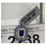 Sterling Silver Pendant with Blue Stone Accent