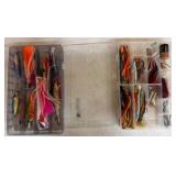 Two Plastic Boxes of Fishing Lures and Hooks
