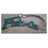 Vintage Metal Sign Fragment, 45 Inches Long