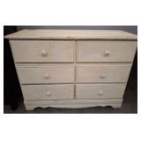 Painted Distressed Wood Six-Drawer Chest