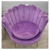 Purple Velvet Scallop-Back Accent Chair