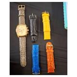 Invicta Watch With Extra Croc-Embossed Straps