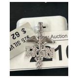 Sterling Silver RN Pendant with CZ Accents