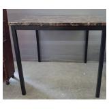 Faux Marble Top Table With Black Metal Legs