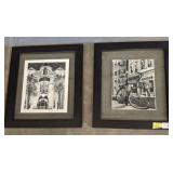 Framed Black/White Architectural, Bicycle Prints