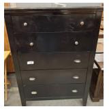Black Five-Drawer Wooden Chest