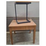 Wood Desk and Metal-Framed Side Table