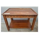 Wooden Rolling Table With Shelf, 29x19x22 in