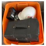 Safety Gear and Tools in Orange Plastic Storage Bi