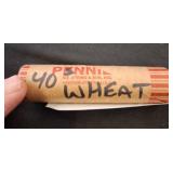 Roll of 40 Wheat Pennies in Paper Wrapper