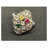 10K Ring with Multicolor Stones