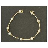 14K Gold and Real Pearl Bracelet
