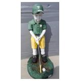 Painted Resin Golfing Boy Lawn Statue
