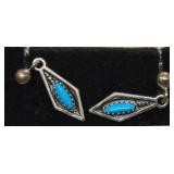 Sterling Silver Earrings with Turquoise Inlay