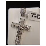 Crucifix Pendant in 925 Silver with Stones